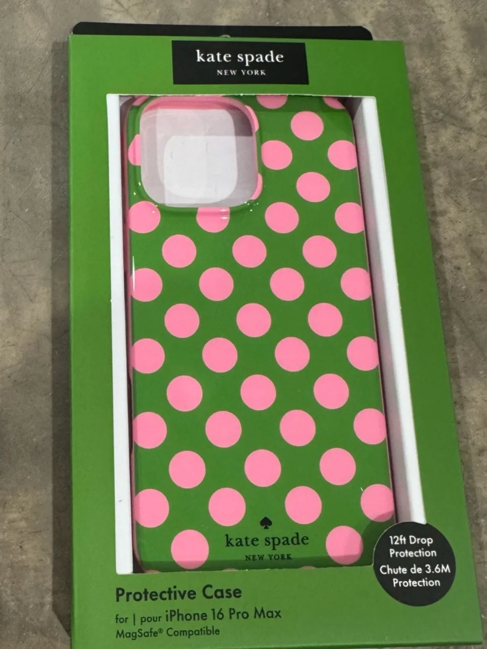 kate spade Green with Pink Polka Dot Protective Phone Case